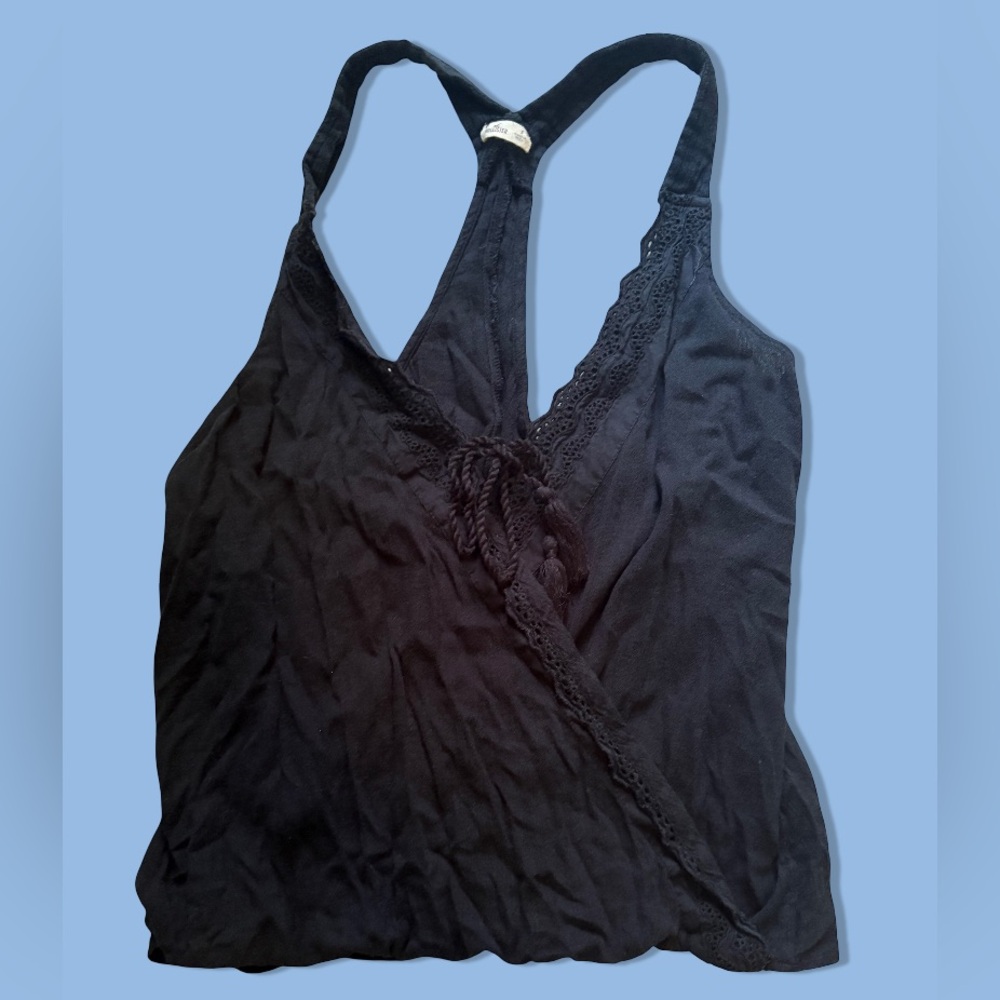 2010 Hollister Black Lace Trim Tank Top
